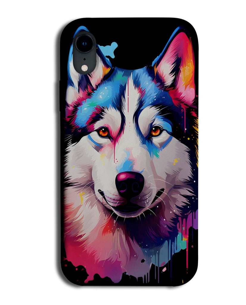 Colourful Siberian Husky Dog Graffiti Phone Case Cover Dogs Novelty Huskies DB67