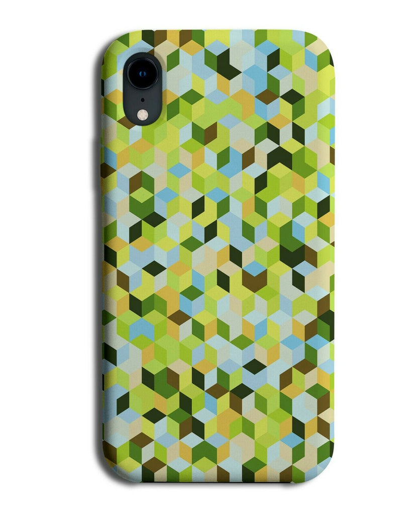 Green Abstract Cube Design Phone Case Cover 3D Cubes Print Pixels K982