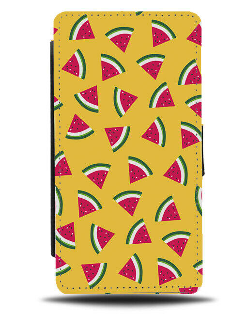 Dark Yellow Watermelon Slices Flip Wallet Case Watermelons Cartoon Fruit F072