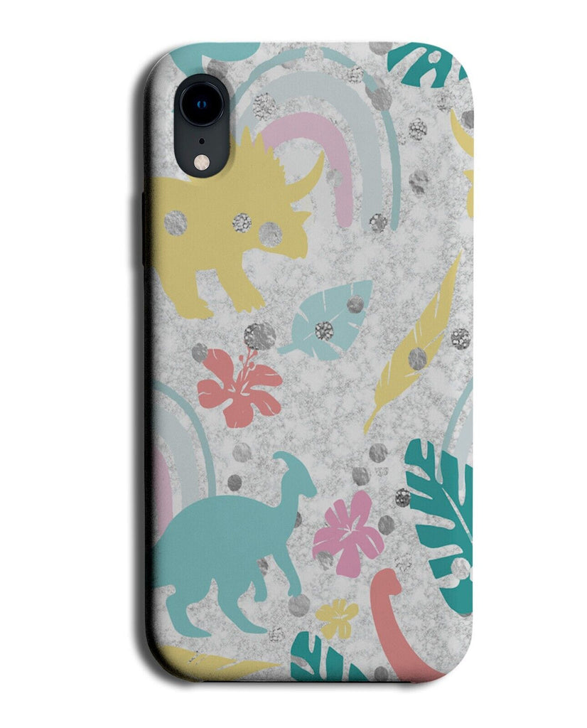 Pastel Coloured Dinosaurs Phone Case Cover Dinosaur Shapes Jurassic Kids BG36