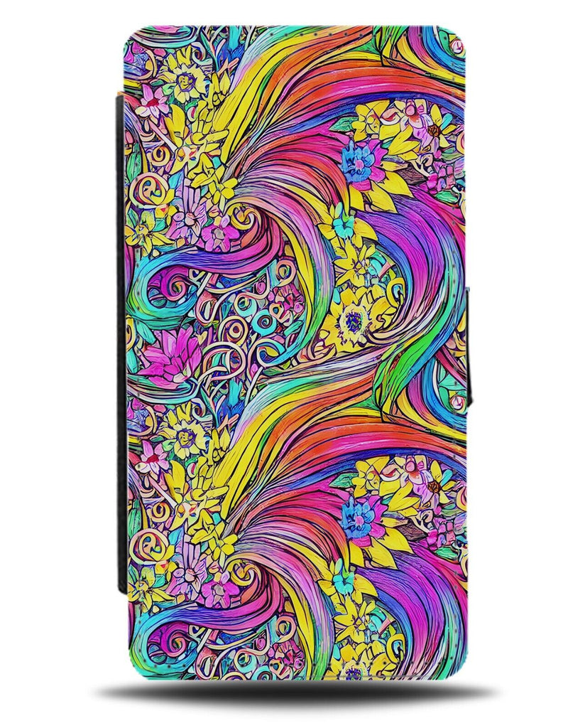 Vibrant Colourful Retro Pattern Flip Wallet Case Floral Flowers Multicolour BC15