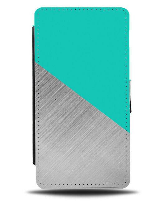 Turquoise Green & Silver Flip Cover Wallet Phone Case Shades Colouring i362