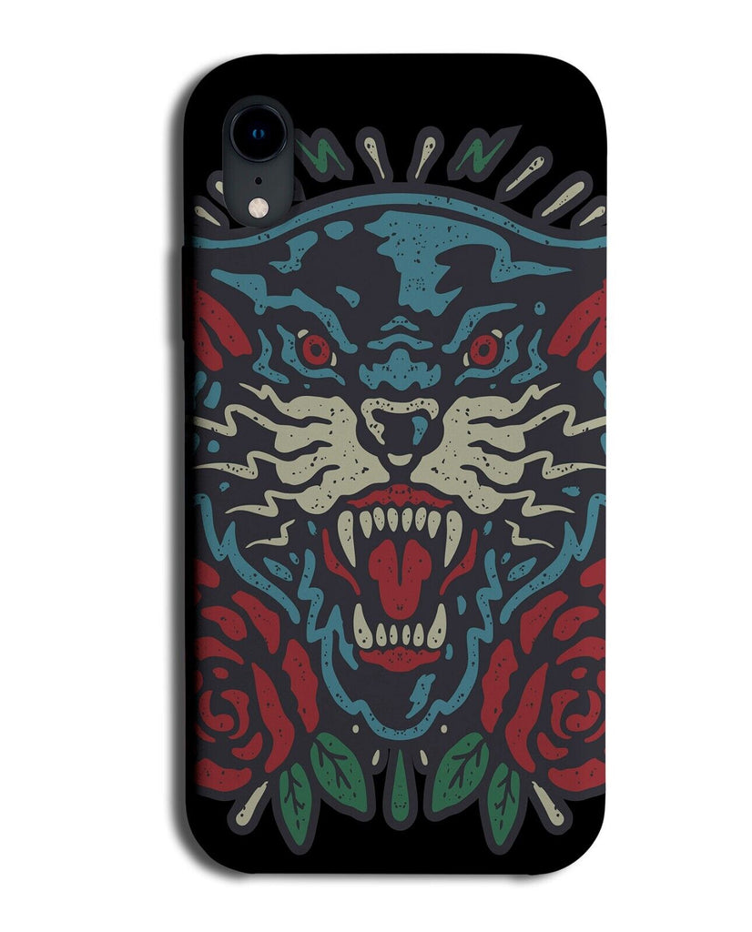 Angry Blue Panther Phone Case Cover Anger Tattoo Style Design Look Black BI07