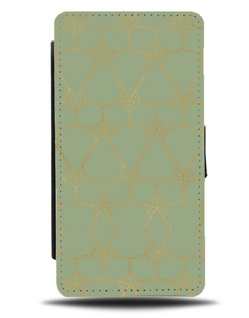 Green and Gold Shapes Flip Wallet Case Shaped Triangles Triangular Triangle F891