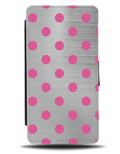 Silver and Hot Pink Spotted Flip Cover Wallet Phone Case Dots Spotty Spots i500