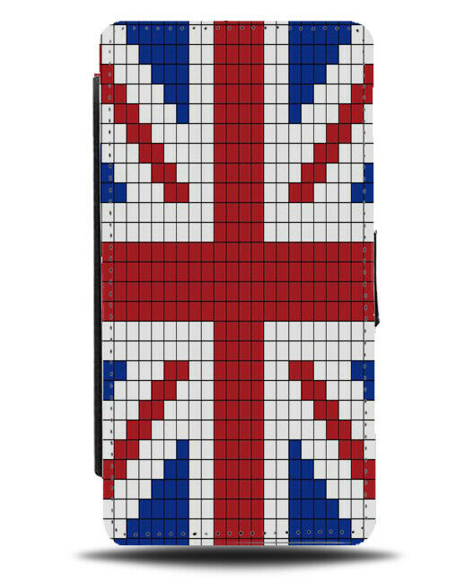 Union Jack Bricks Flip Cover Wallet Phone Case Squares British Flags Flag C349