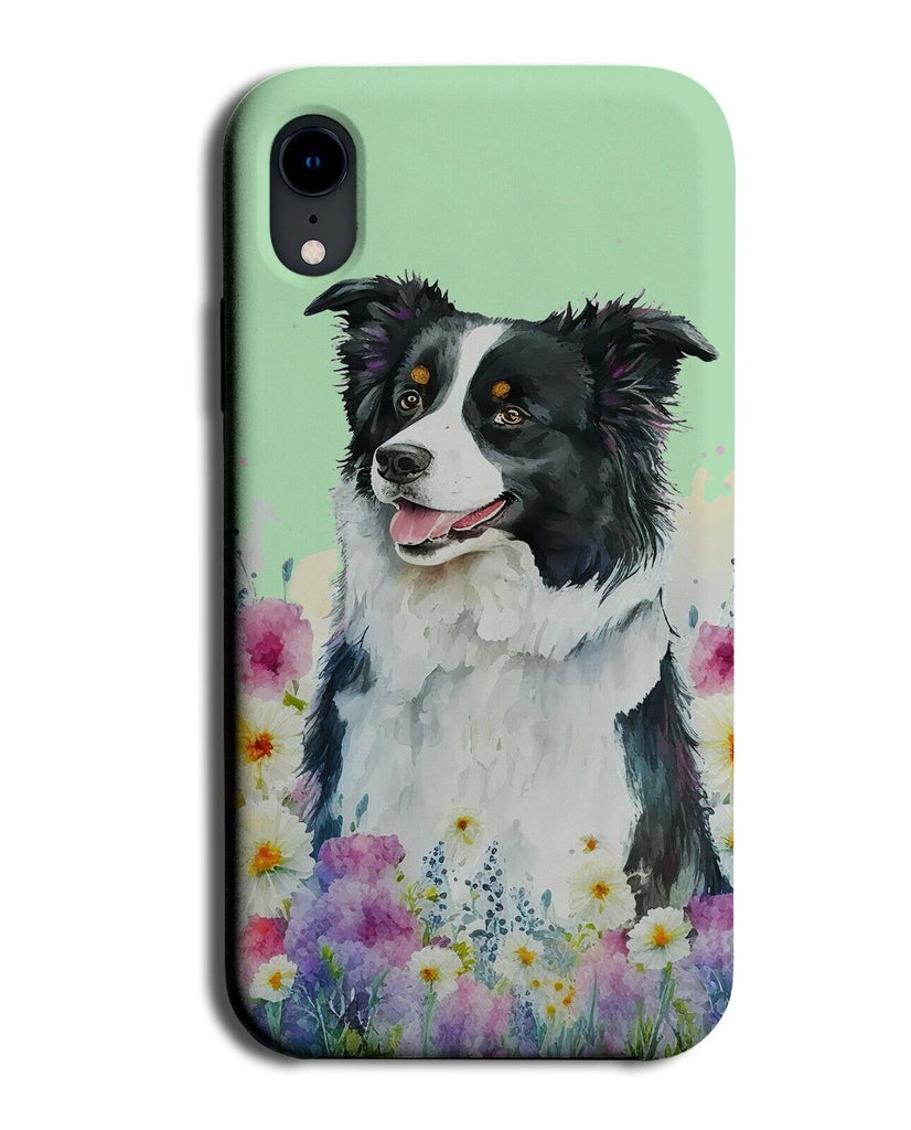 Border Collie In Flowers Watercolour Painting Phone Case Cover Dog Dogs BG97