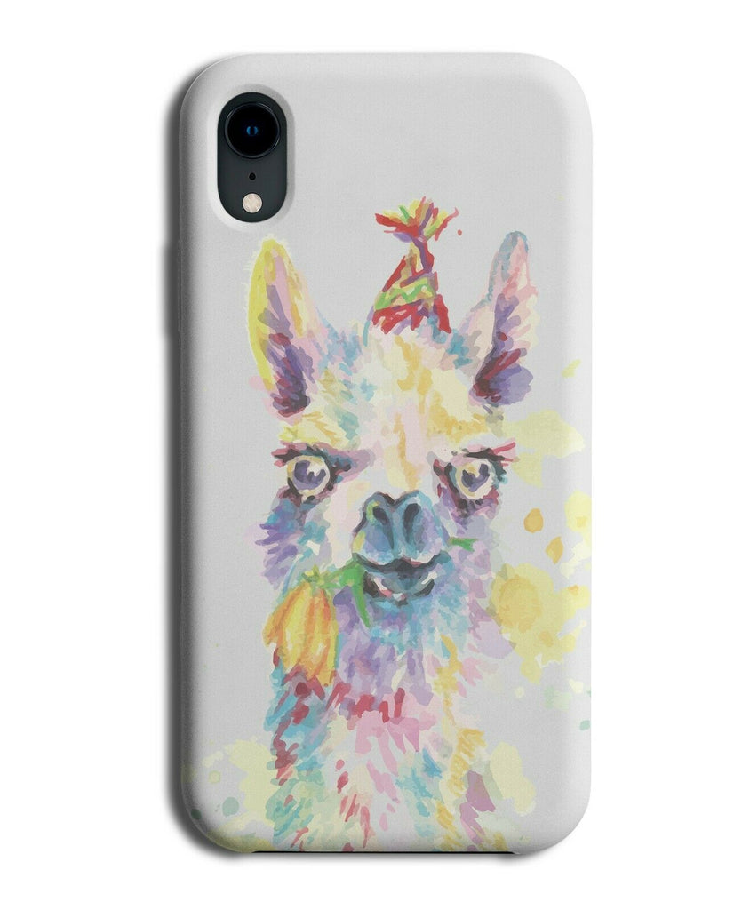 Colourful Oil Painting Llama Phone Case Cover Alpacca Birthday Party Hat E402