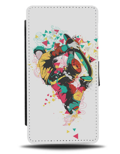 Colourful Abstract Skateboard Flip Wallet Phone Case Geometric Shapes Art E330