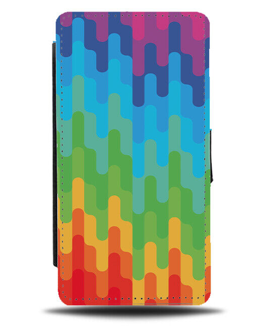 Abstract Colourful Shapes Flip Wallet Case Retro Multicolours Rainbow Fun K197