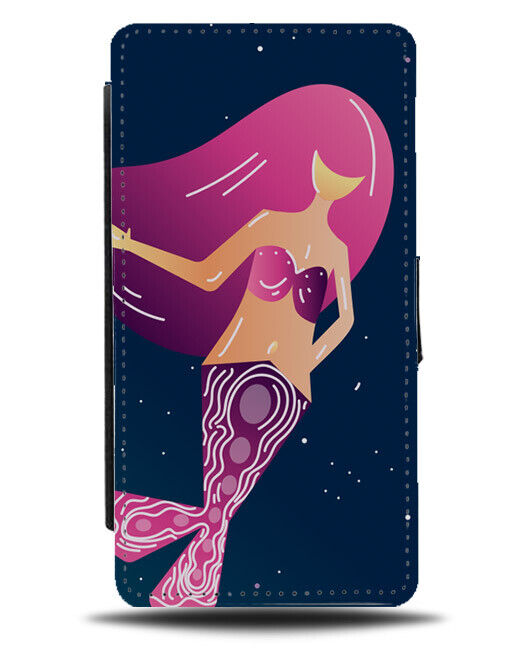 Abstract Mermaid Cartoon Flip Wallet Case Mermaids Hot Pink Wig Hair E667