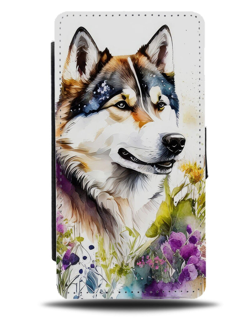 Watercolour Alaskan Malamute Flip Wallet Case Novelty Stylish Dog Dogs CY69