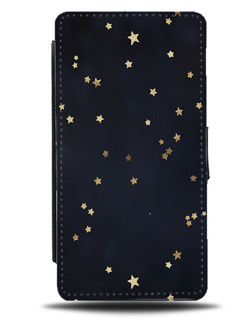 Black and Small Gold Stars Flip Wallet Case Space Stylish Tiny Shapes Shape G830