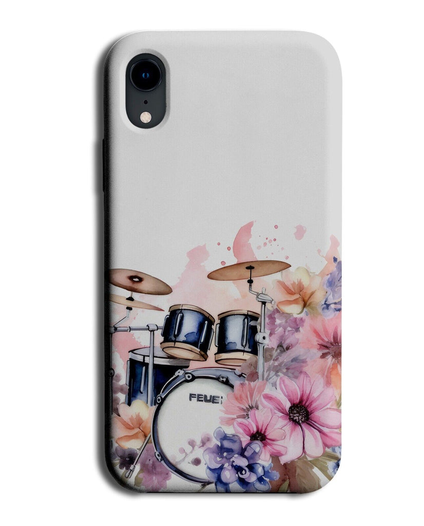 Pink Girls Drum Set Phone Case Cover Floral Design Drummer Drums Set Pink DC48