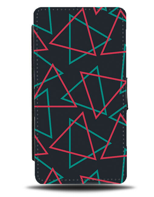 Retro Dark Red and Green 90s Triangles Flip Wallet Case Triangle Pattern H417