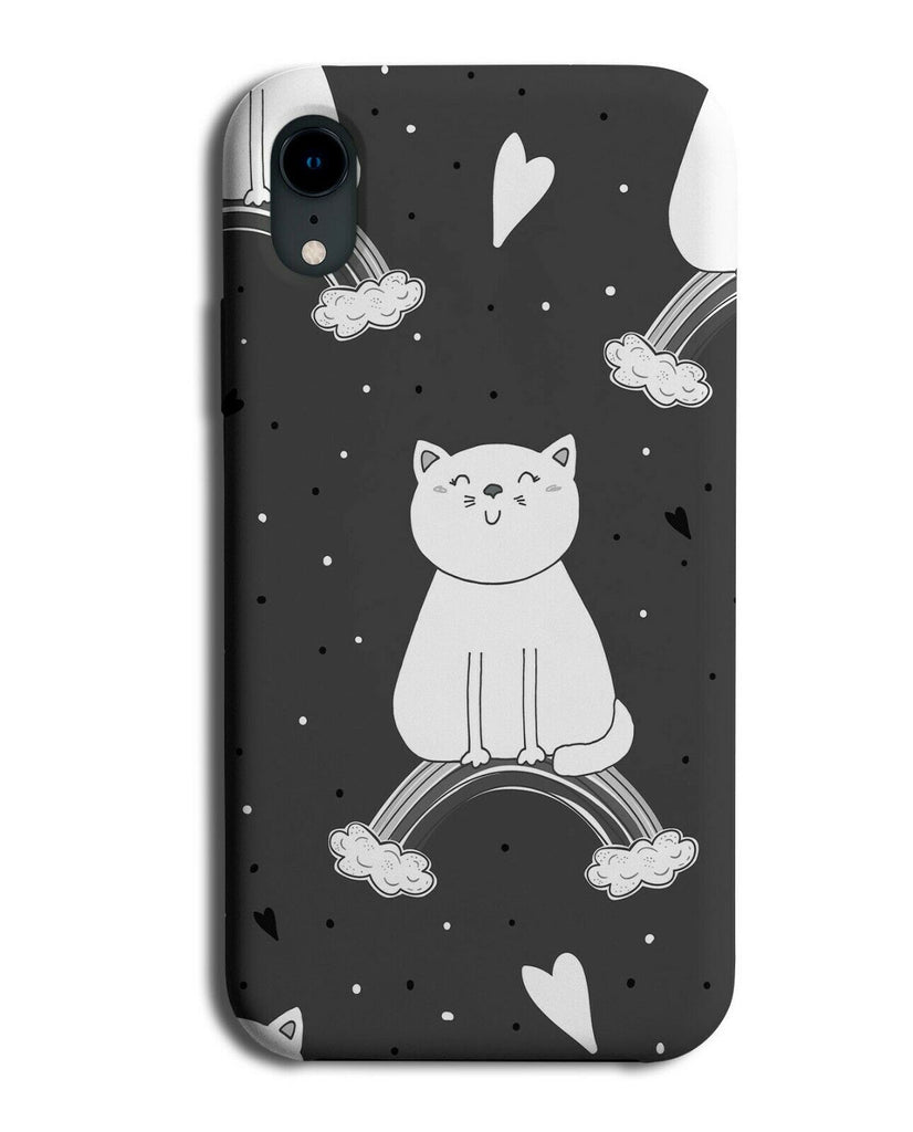 Gothic Cat Phone Case Cover Grunge Cats On Dark Rainbow Black and White F240