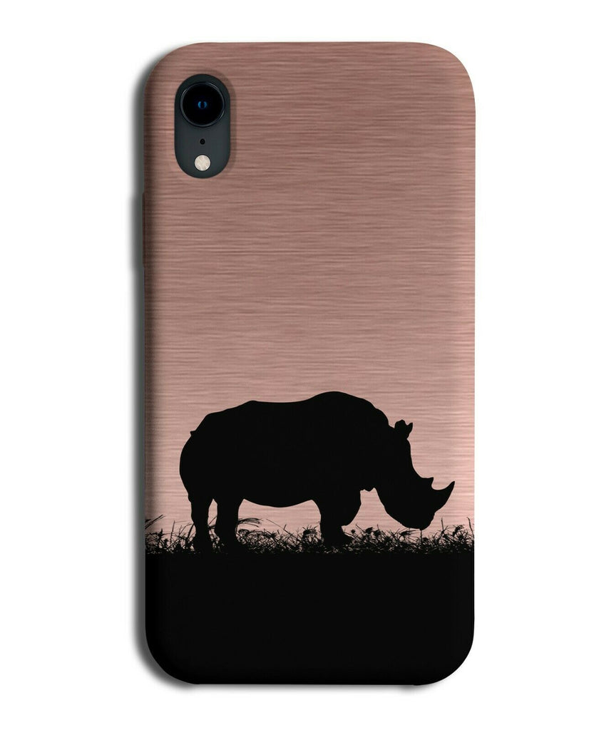 Rhino Silhouette Phone Case Cover Rhinos Rose Gold Coloured i130