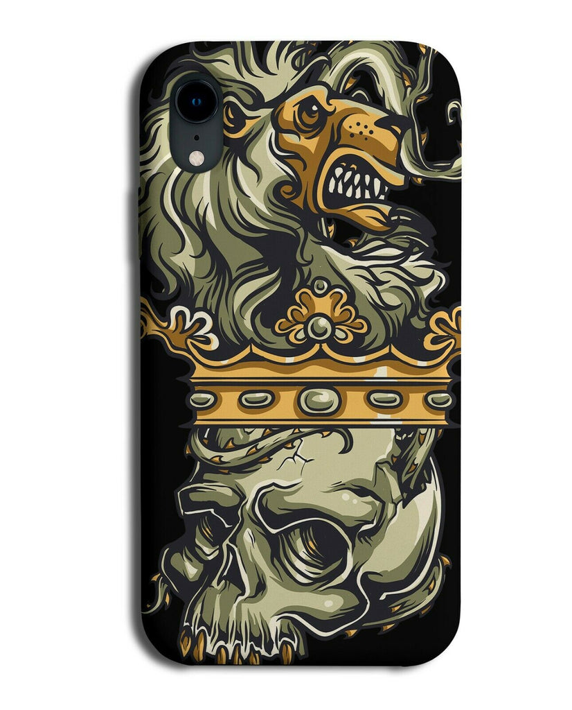 Skelton King Phone Case Cover Skull Crown Prince Lion Face Dark Gold E269