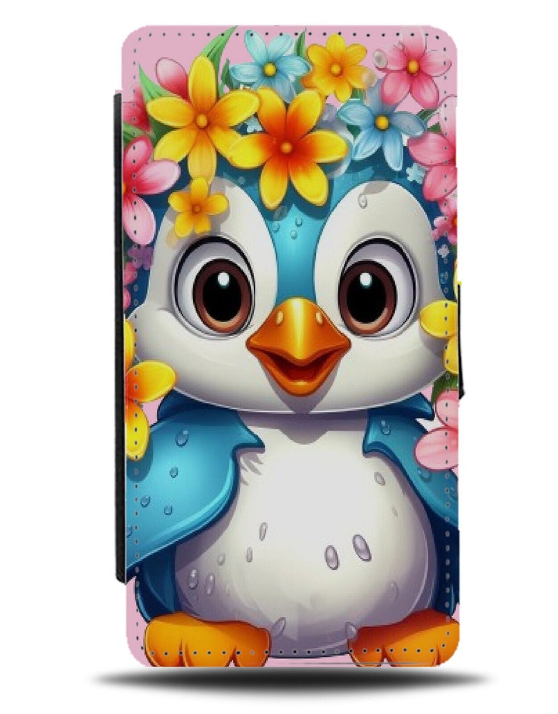 Cute Floral Penguin In Flower Crown Flip Wallet Case Flowers Floral Penguins CI9