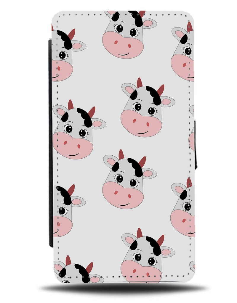Cute Cow Faces Flip Wallet Case Face Multiple Heads Head Childrens Farm AG54