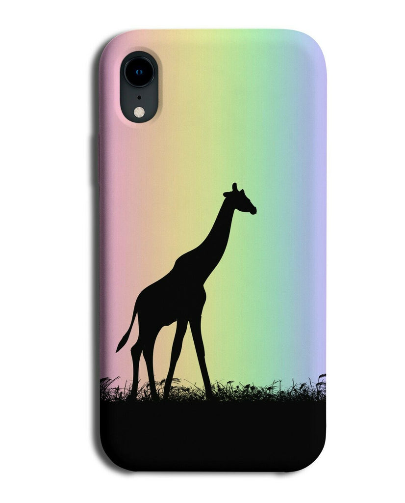 Giraffe Silhouette Phone Case Cover Giraffes Rainbow Colourful i086