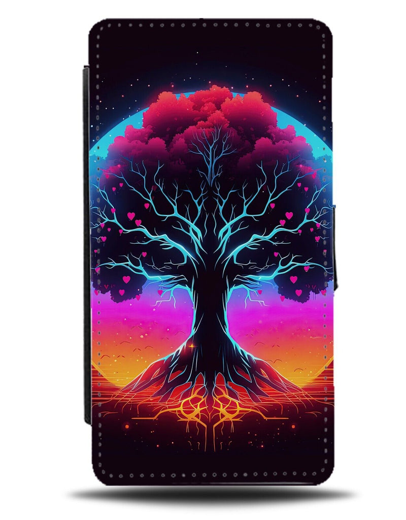 Colourful Tree Of Life Design Flip Wallet Case Rainbow Multicolour Earth DB98