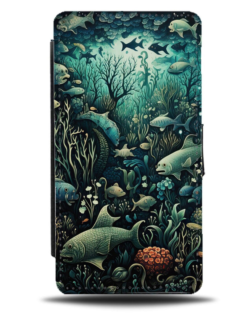 Underwater Fishing Flip Wallet Case Fish Fishes River Lake Gothic Sea Tale DD80