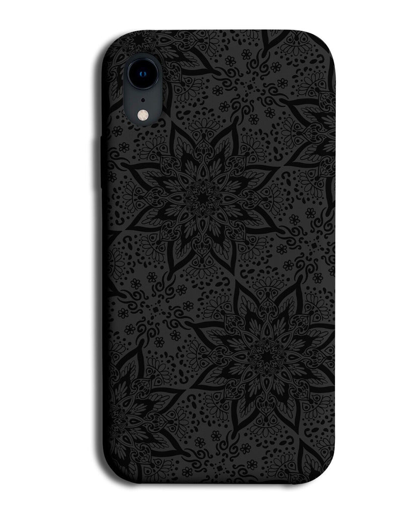 Black and Grey Mandala Flowers Phone Case Cover Flower Print Design Indian N604