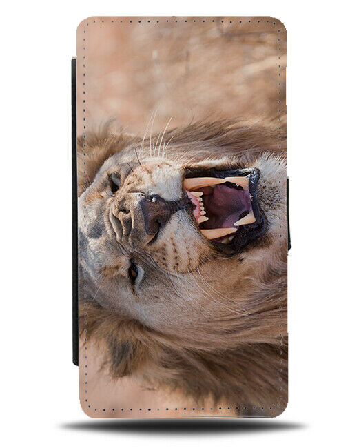 Scary Lions Teeth Roaring Flip Wallet Case Growling Roar Angry Lions Face H909