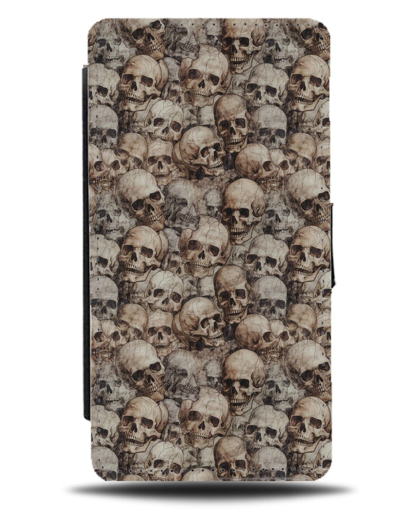 Vintage Skeleton Heads Flip Wallet Case Skulls Bones Bone Skull Horror CA25