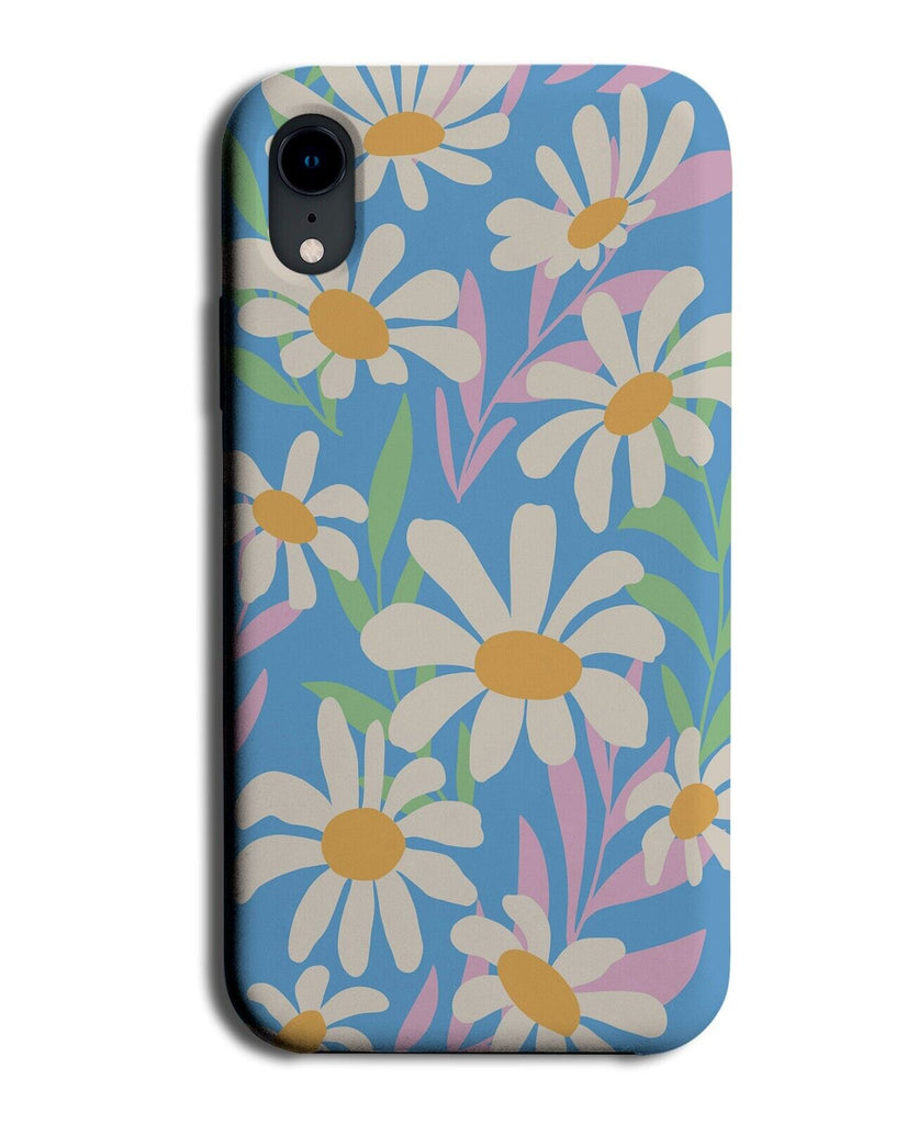 Daisy Flowers Phone Case Cover Daisies Petals Cartoon Blue Retro Vintage P663