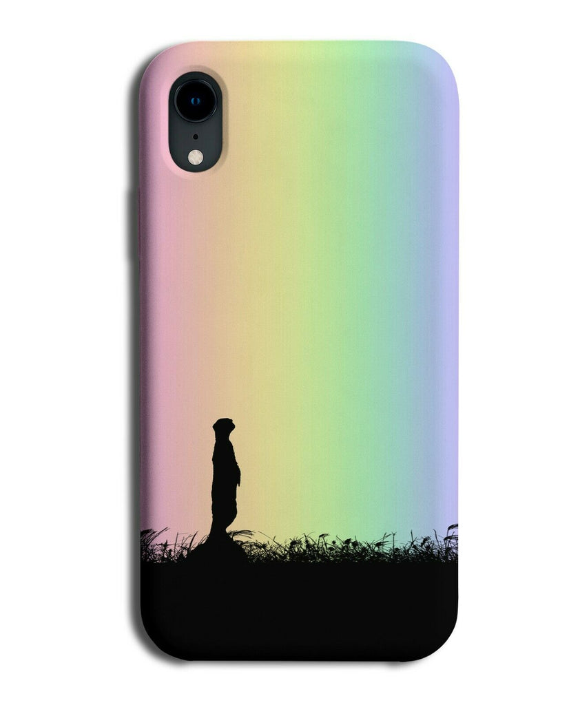 Meerkat Silhouette Phone Case Cover Meerkats Rainbow Colourful i092