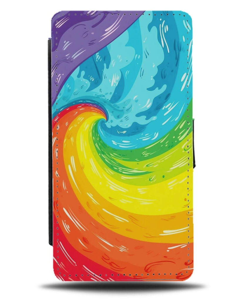 Colourful Spiral Flip Wallet Case Spirals Curvy Art Rainbow Colours Pride CL10