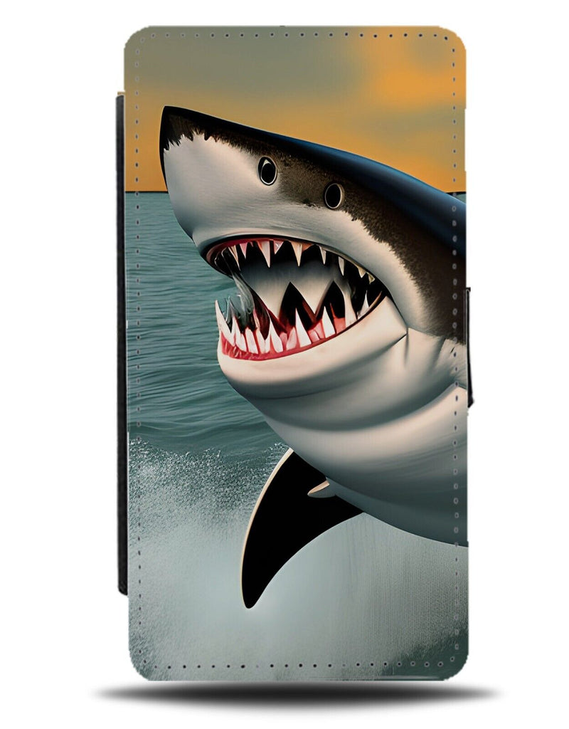 3D Shark Picture Flip Wallet Case Sharks Jaws Teeth Tooth Mouth Scary BA53