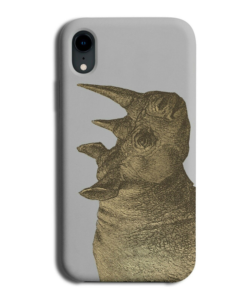 Golden Bronze Rhino Statue Phone Case Cover Rhinos Gold Bronzed Picture G001