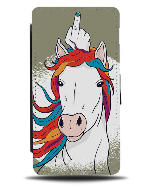 Funny Rude Unicorn Flip Wallet Case Unicorns Swearing Middle Finger Angry J558