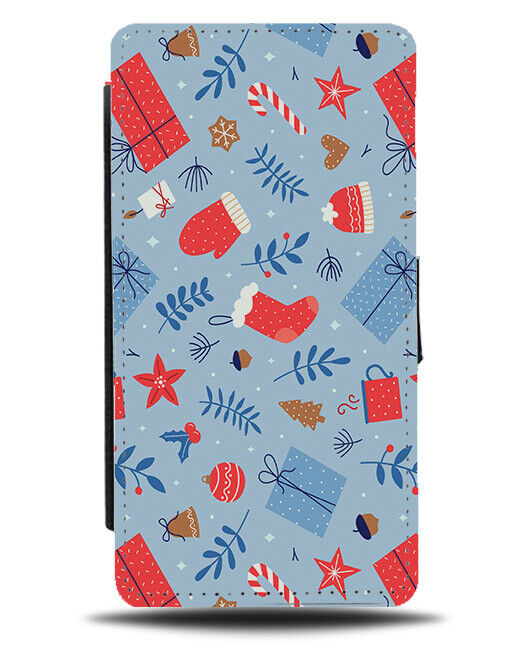 Christmas Pattern Flip Wallet Case Christmassy Xmas Presents Mittens Mitten N432