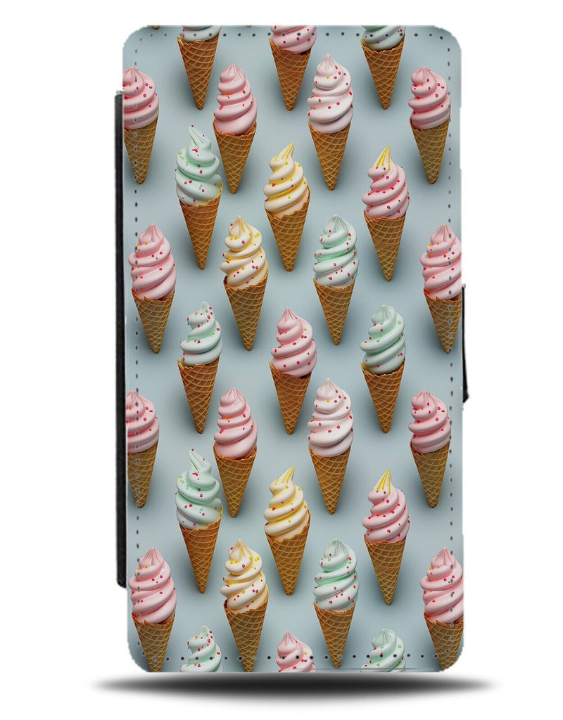3D Style Ice Cream Cones Print Flip Wallet Case Cone Icecream Summer Whip BX42