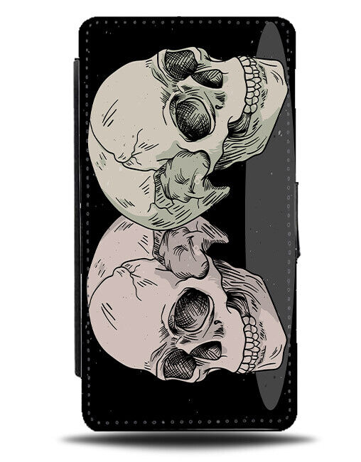 Gothic Halloween Skull Sketch Flip Wallet Case Twins Twin Skeleton N576