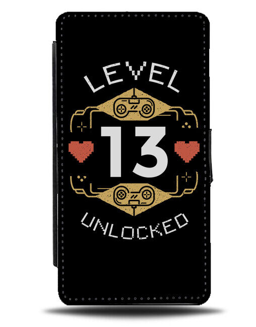 Funny Level 13 Unlocked Flip Wallet Case Levels Up Gaming Upgrade Design J435