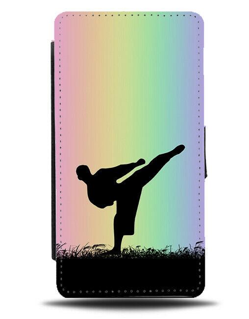 Karate Flip Cover Wallet Phone Case Jujutsi Kickboxing Colourful Rainbow i659