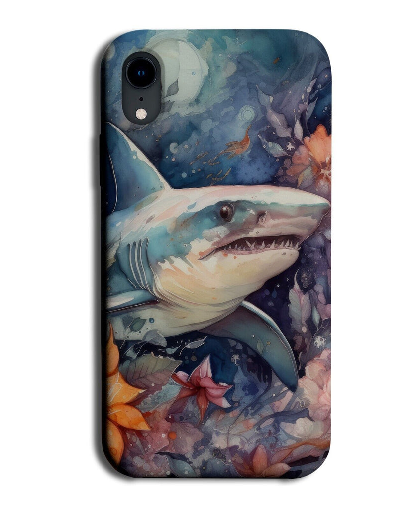 Magical Bull Shark Painting Phone Case Cover Goth Watercolor Sharks Face BE50