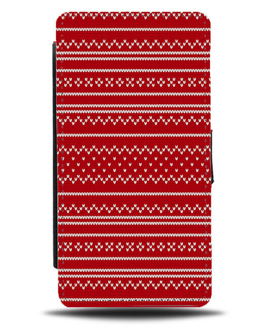Christmas Jumper Patterning Flip Wallet Case Stitches Marks Dots Lines H842