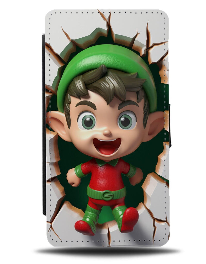 Naughty Elf Flip Wallet Case Elfs Elves Kids Christmas Green Kids Childrens DE24