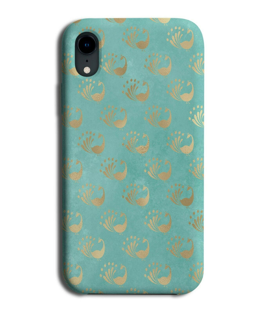 Turquoise Green and Gold Peacocks Phone Case Cover Peacock Golden K990