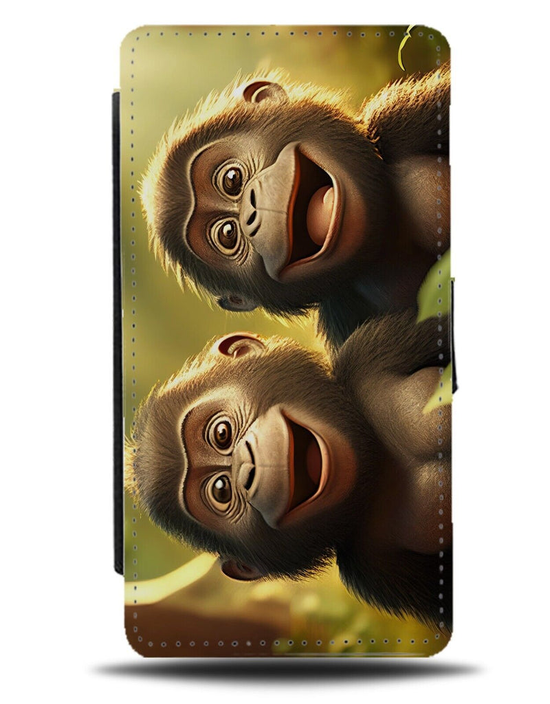 Funny Laughing Chimps Flip Wallet Case Monkeys Cheeky Monkey Picture Kids BG66