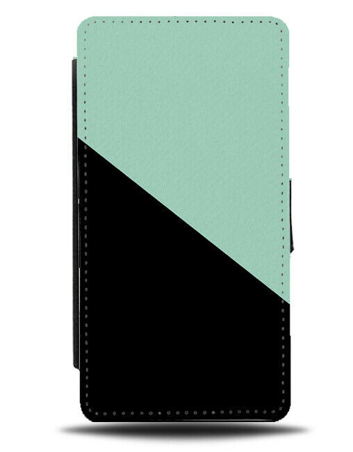 Mint Green and Black Flip Cover Wallet Phone Case Light Pastel Pale Colour i422