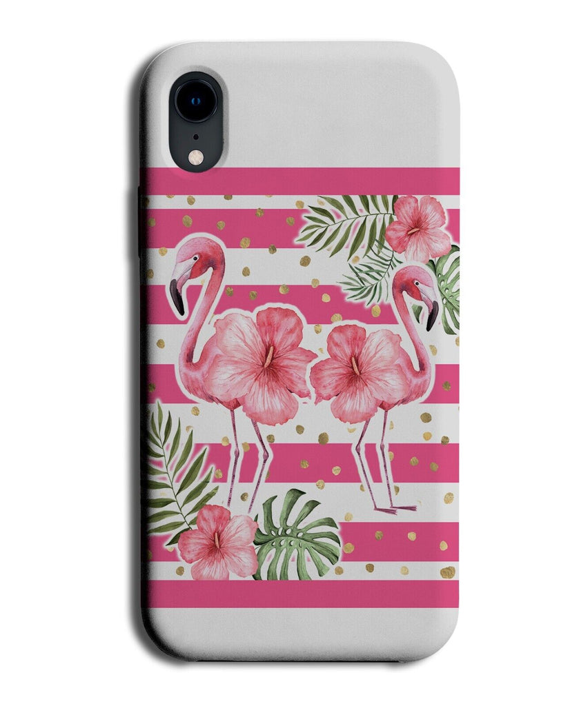 White and Pink Striped Flamingos Phone Case Cover Flamingo Tropical Tropics Bh02