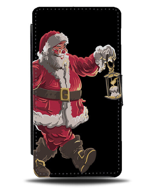 Santa Claus Painting Artwork Flip Wallet Case Vintage Christmas Picture N947