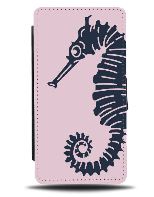Pink Seahorse Silhouette Outline Flip Wallet Case Stencillin Sea Horse K251